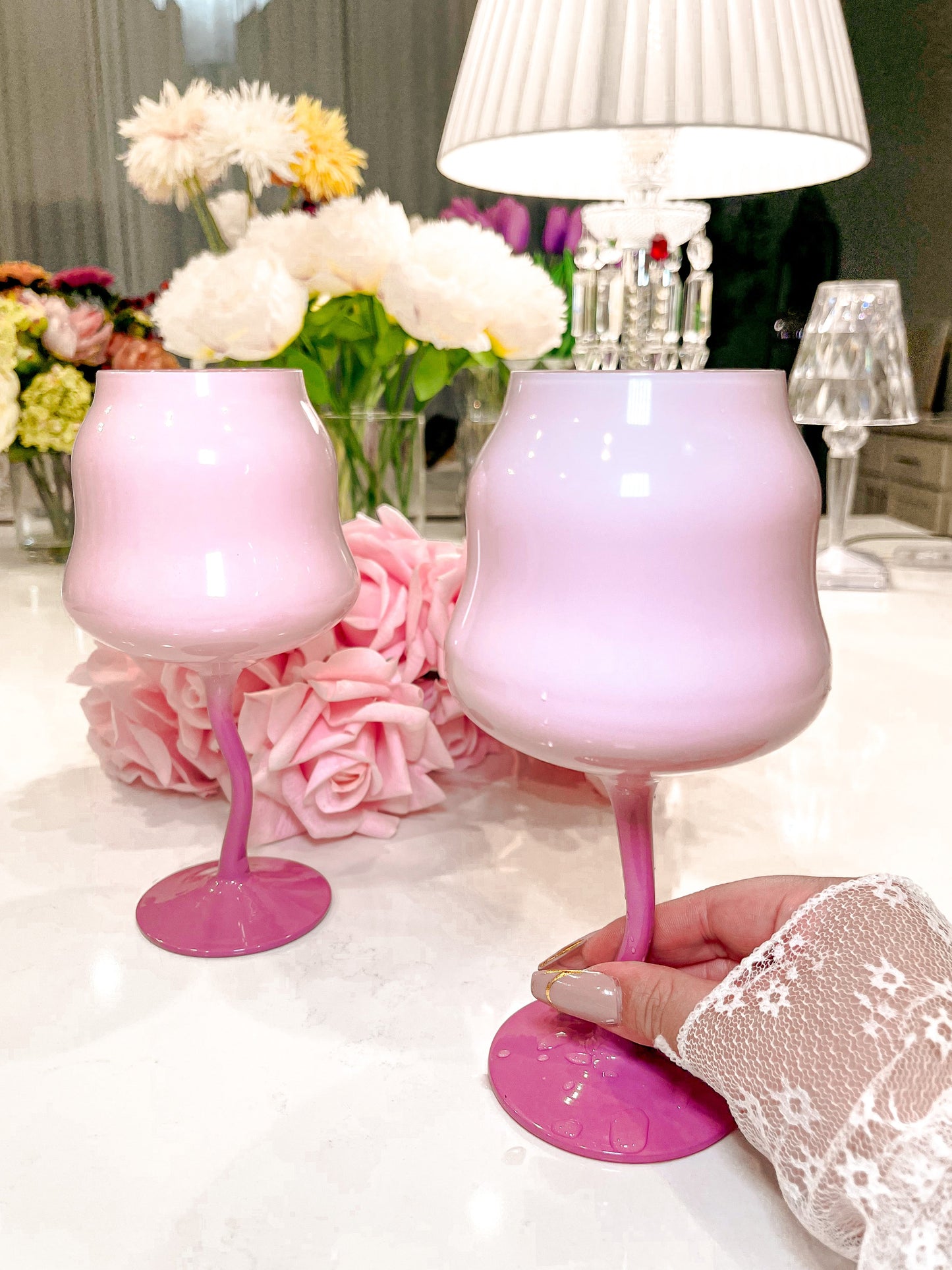 Pink Sugar Glass Cup Set of 2