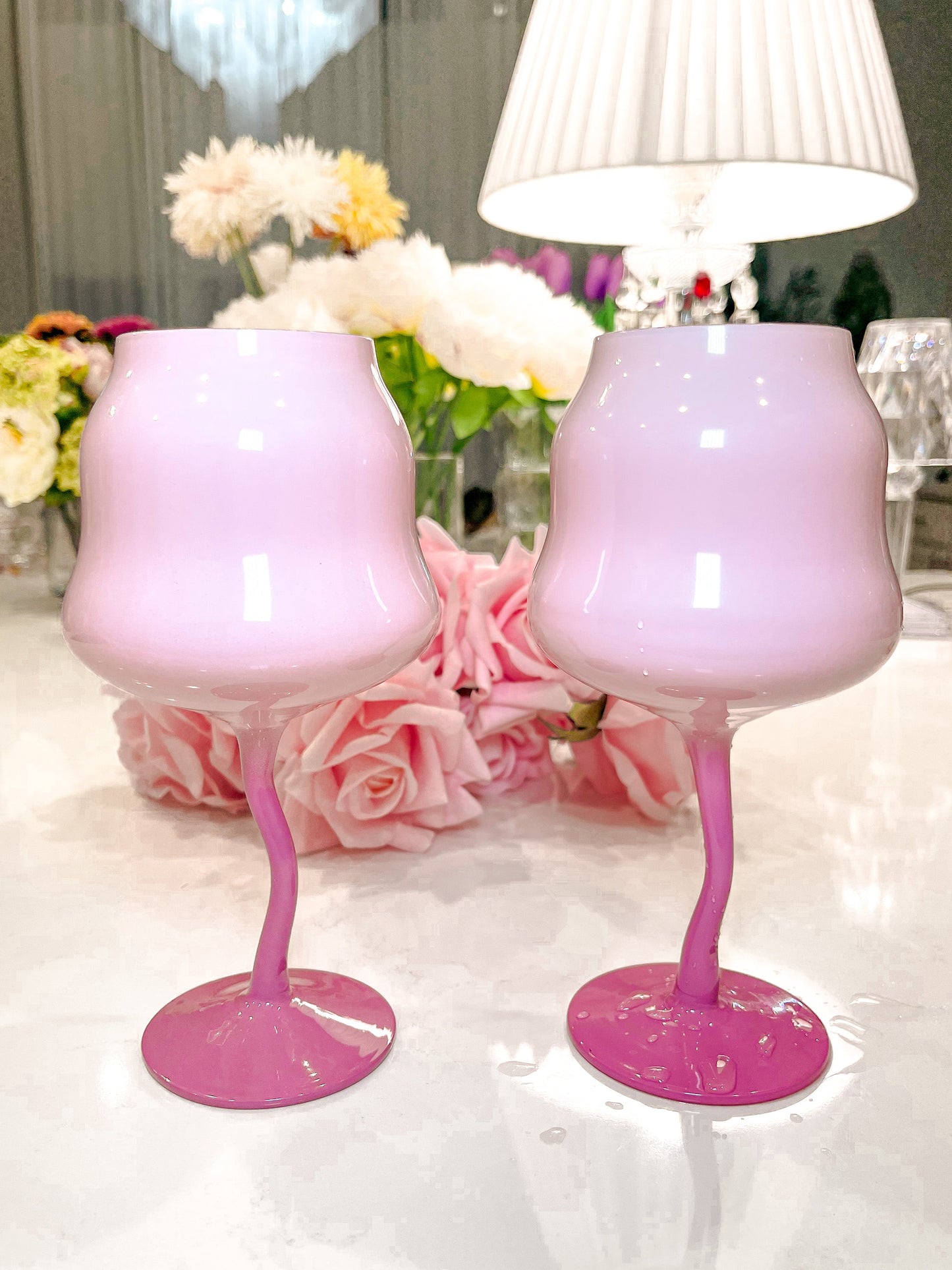 Pink Sugar Glass Cup Set of 2