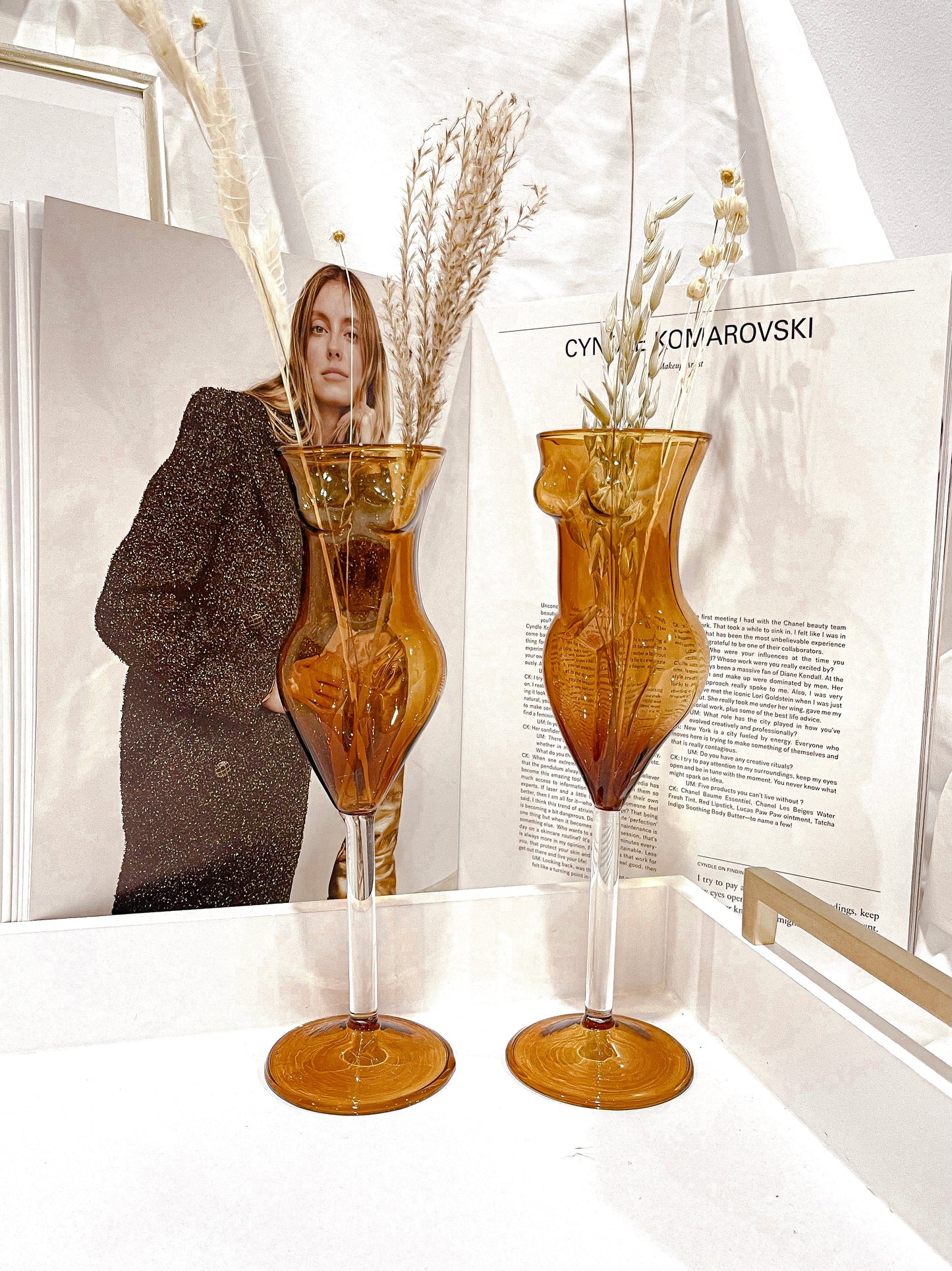 The Lady Glass Cup Set in Brown- Handblown